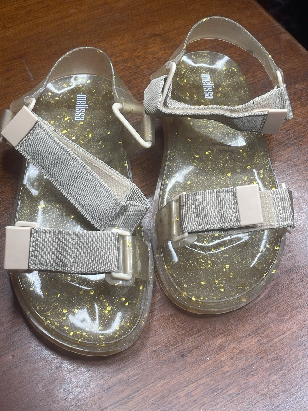 Rider x Melissa Papete Women’s Sandals Size 7 Taupe Adjustable Strap Clear Sole